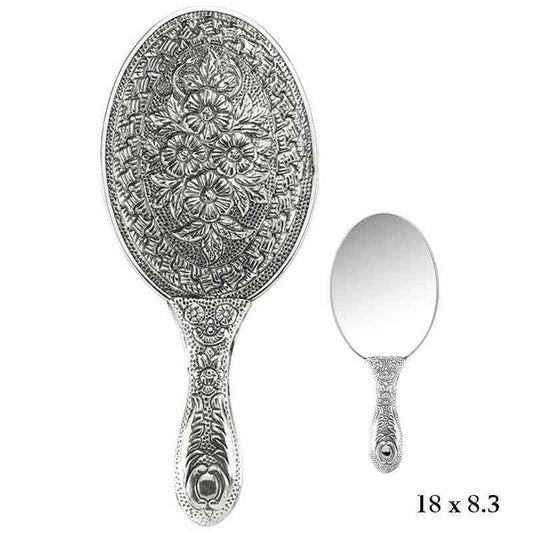 Daisy Pattern Silver Hand Mirror