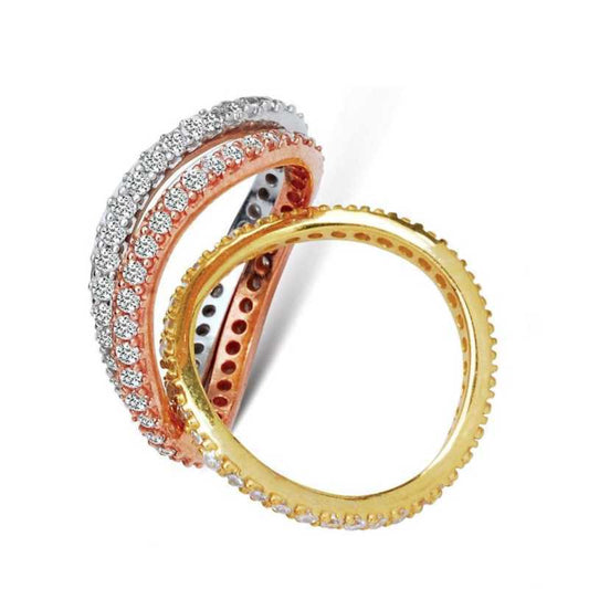 Bague en argent pour femme en trois parties, cercle complet