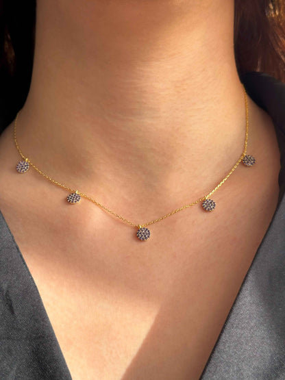 5 Purple Circle Silver Necklace