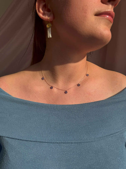 5 Purple Circle Silver Necklace