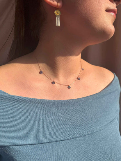 5 Purple Circle Silver Necklace