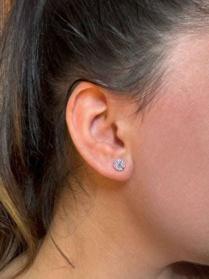 Mini Purple Circle Silver Earrings