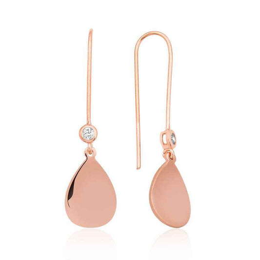 Drop Dangle Rose Gold Plated Silver Earrings