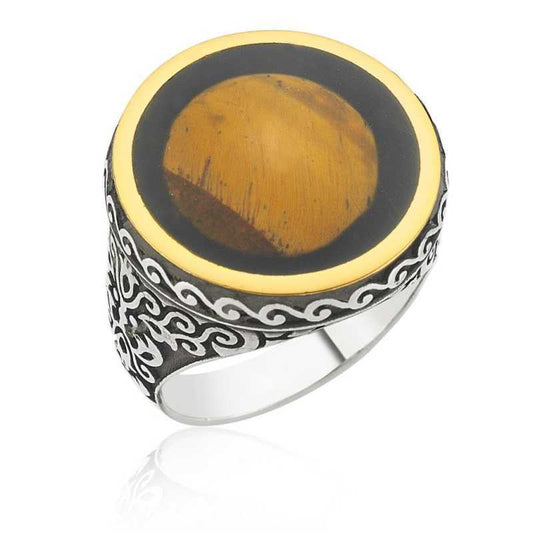 Tiger's Eye Men's Silver Ring