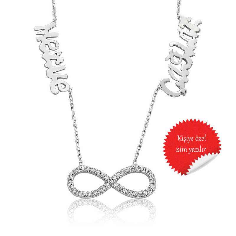 Infinity Two-Name Women's Silver Necklace