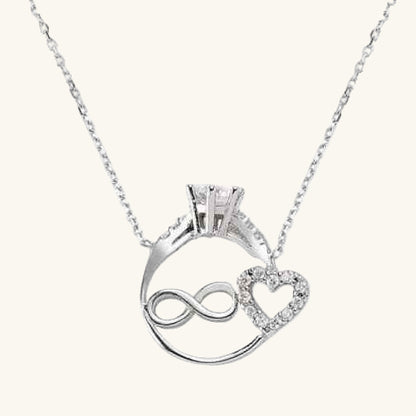 Heart-Shaped Infinity Single Stone Women's Silver Necklace