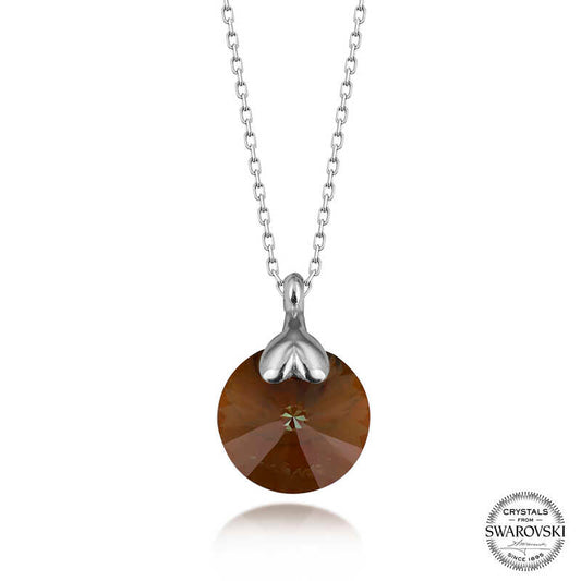Collier en argent pour femme avec cristal Swarovski marron