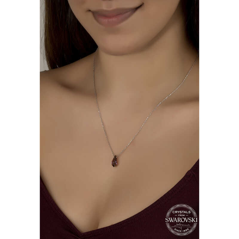 Collier en argent pour femme avec pierre d'améthyste en cristal Swarovski