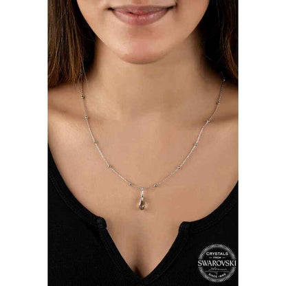 Swarovski Crystal Amethyst Bead Chain Women's Silver Necklace