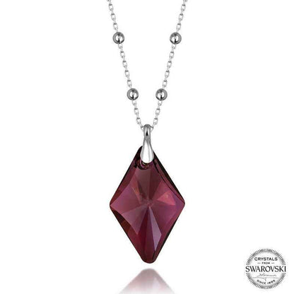 Swarovski Crystal Amethyst Bead Chain Women's Silver Necklace