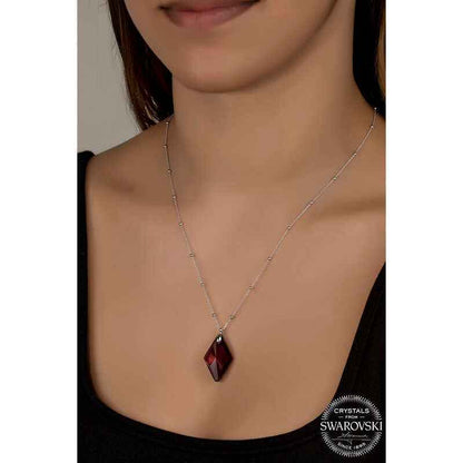 Swarovski Crystal Amethyst Bead Chain Women's Silver Necklace