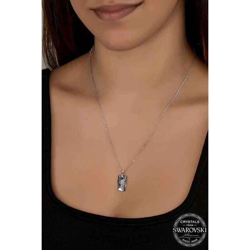 Swarovski Crystal Baguette Women's Silver Necklace