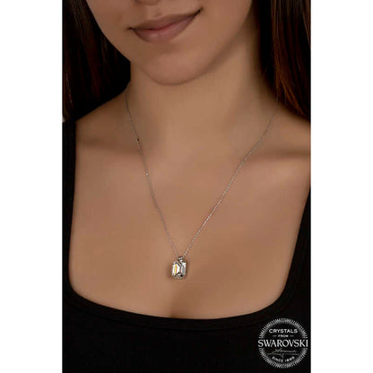 Collier en argent pour femme avec pierre baguette en cristal Swarovski