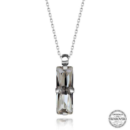 Swarovski Crystal Baguette Stone Women's Silver Necklace
