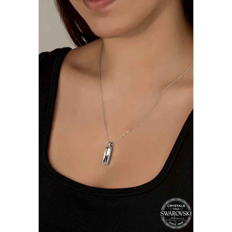 Swarovski Crystal Baguette Stone Women's Silver Necklace