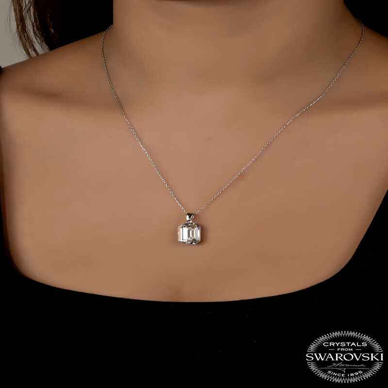 Swarovski Crystal Baguette Women's Silver Necklace
