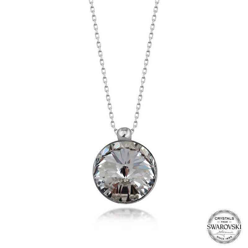 Swarovski Crystal Stone Framed Women's Silver Necklace