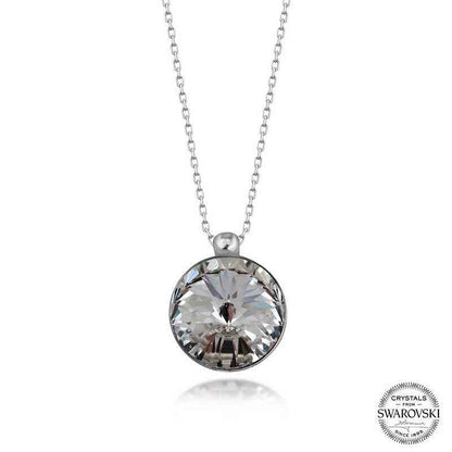 Swarovski Crystal Stone Framed Women's Silver Necklace