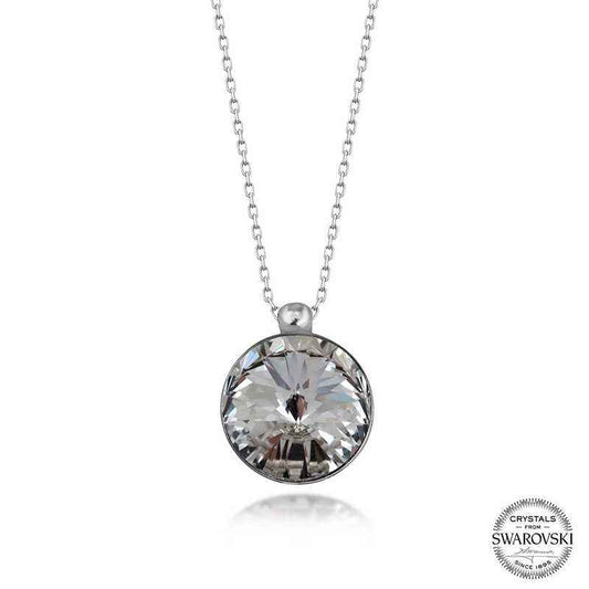Swarovski Crystal Stone Framed Women's Silver Necklace