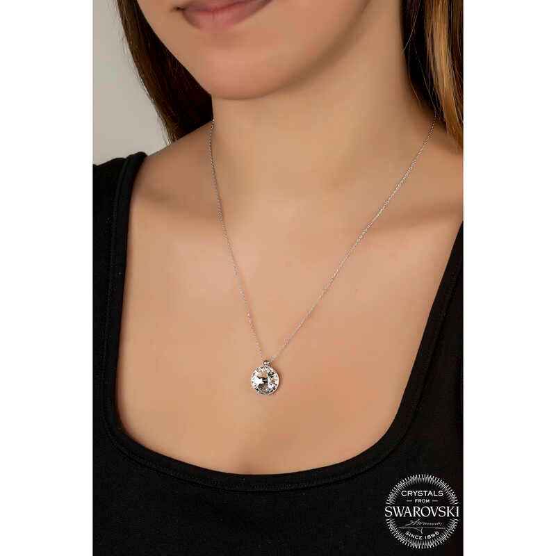 Swarovski Crystal Stone Framed Women's Silver Necklace