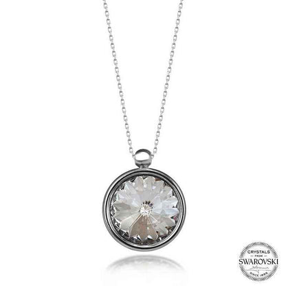 Swarovski Crystal Stone Framed Women's Silver Necklace