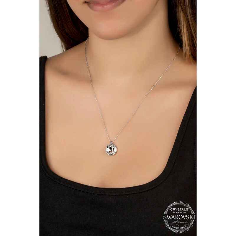 Swarovski Crystal Stone Framed Women's Silver Necklace