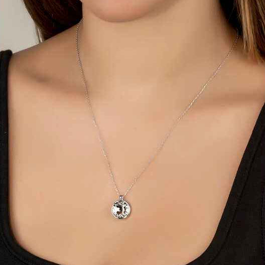 Swarovski Crystal Stone Framed Women's Silver Necklace