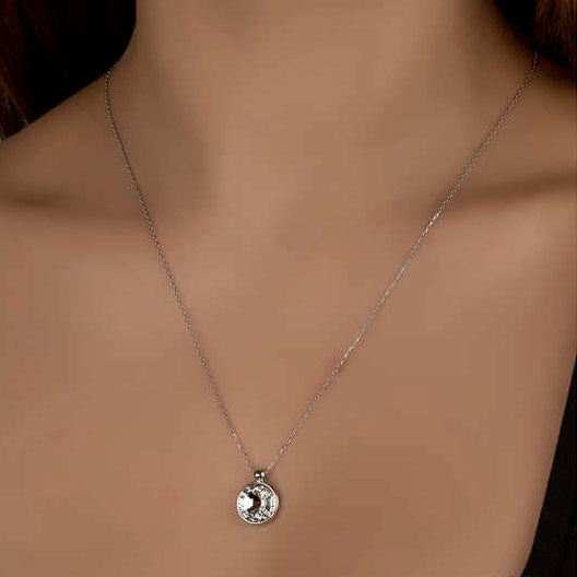 Crystal Framed Women's Silver Necklace