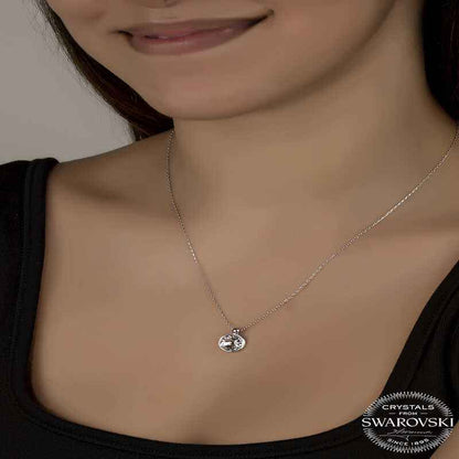Swarovski Crystal Stone Framed Women's Silver Necklace