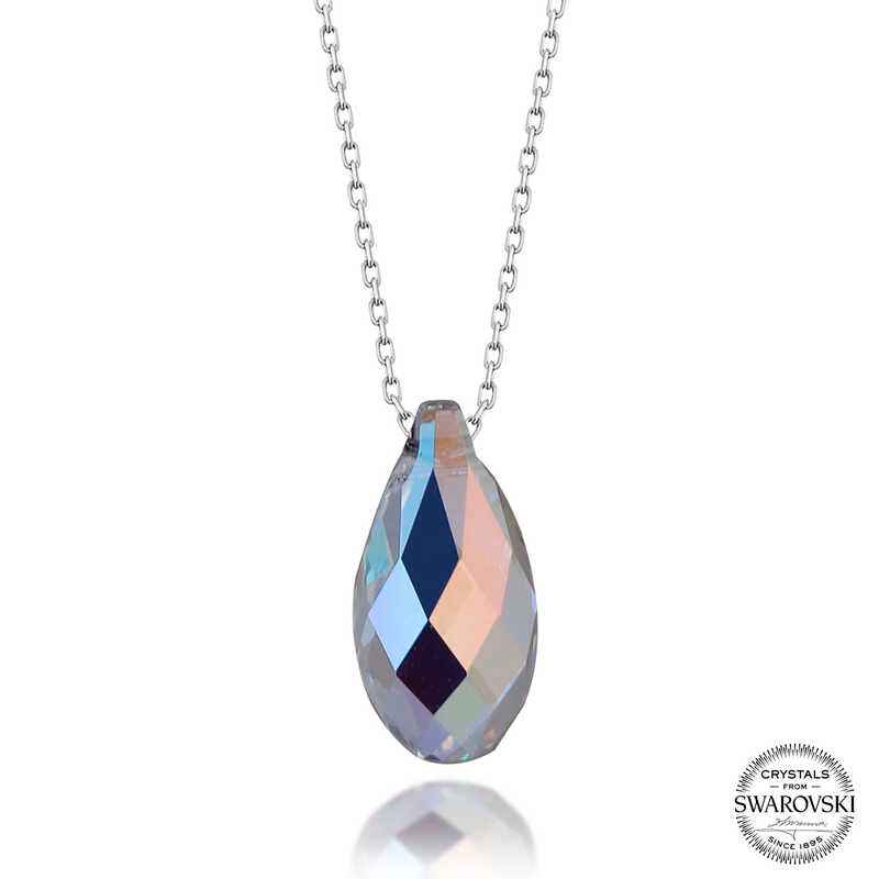 Swarovski Crystal Stone Drop Women's Silver Necklace
