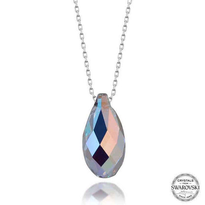 Swarovski Crystal Stone Drop Women's Silver Necklace