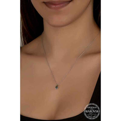 Swarovski Crystal Stone Drop Women's Silver Necklace