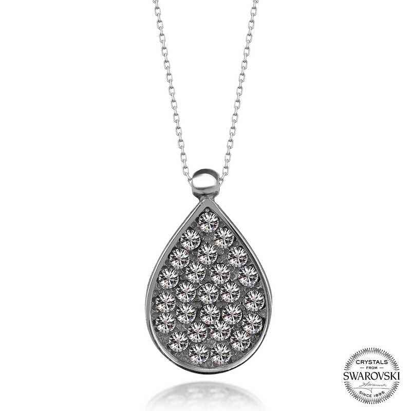 Swarovski Crystal Stone Drop Women's Silver Necklace