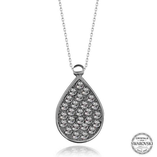 Swarovski Crystal Stone Drop Women's Silver Necklace