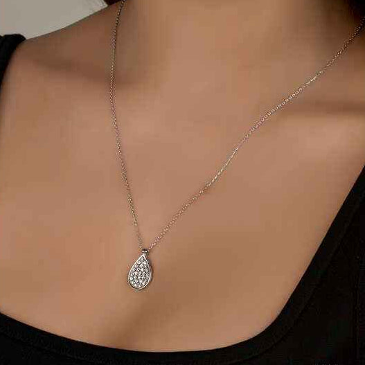 Swarovski Crystal Stone Drop Women's Silver Necklace