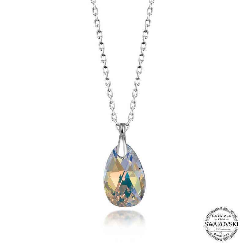 Swarovski Crystal Stone Drop Women's Silver Necklace