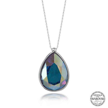 Swarovski Crystal Stone Drop Women's Silver Necklace