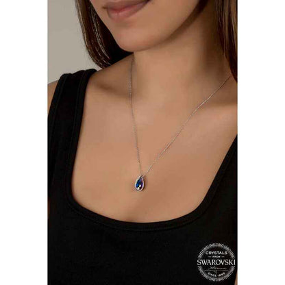Swarovski Crystal Stone Drop Women's Silver Necklace