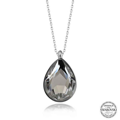 Swarovski Crystal Stone Drop Women's Silver Necklace