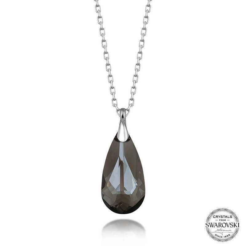 Swarovski Crystal Stone Drop Women's Silver Necklace
