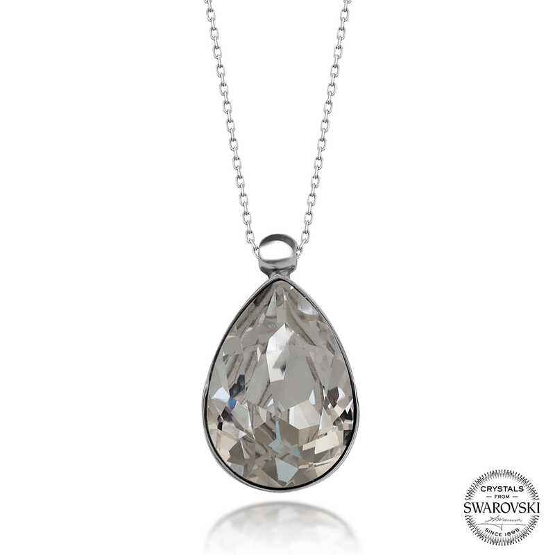 Swarovski Crystal Stone Drop Women's Silver Necklace