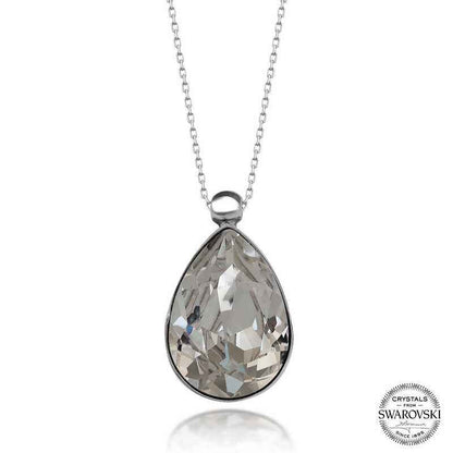 Swarovski Crystal Stone Drop Women's Silver Necklace