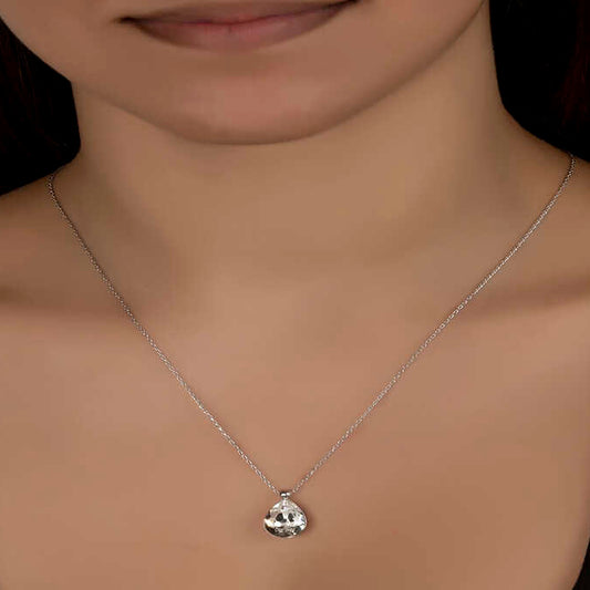 Crystal Stone Drop Women's Silver Necklace