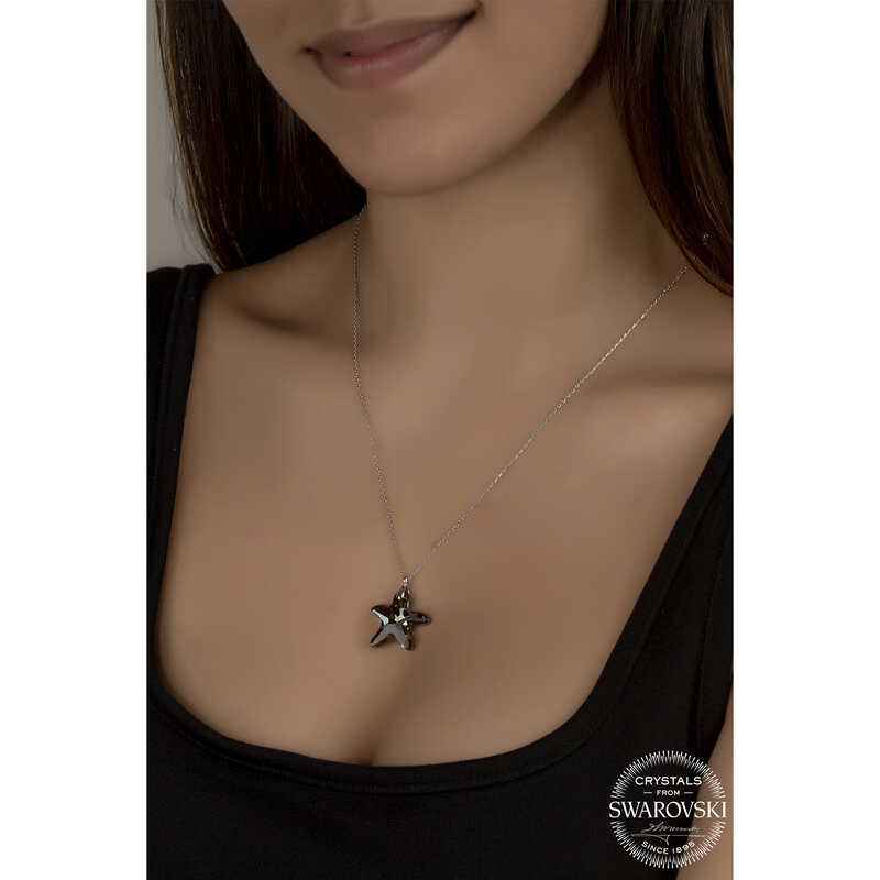 Swarovski Crystal Starfish Women's Silver Necklace