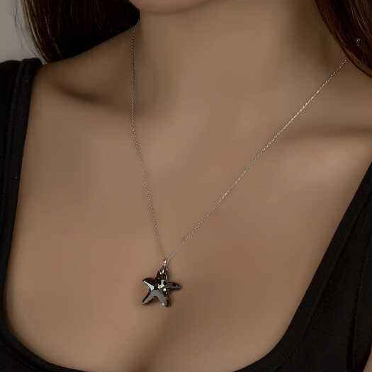 Swarovski Crystal Starfish Women's Silver Necklace