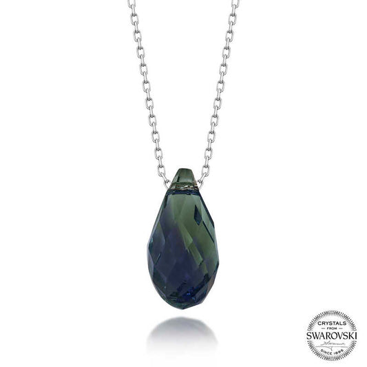 Collier en argent pour femme avec pierre de cristal Swarovski taille goutte