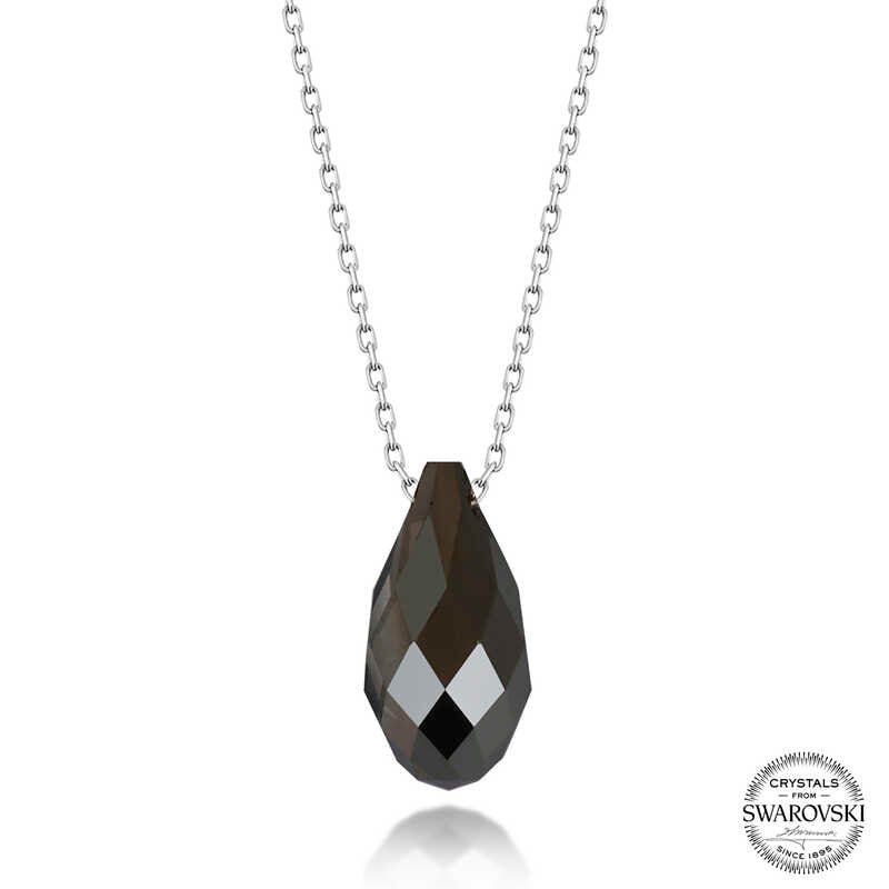 Collier en argent pour femme avec pierre de cristal Swarovski taille goutte