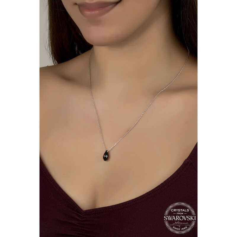 Swarovski Crystal Stone Drop Cut Women's Silver Pendant