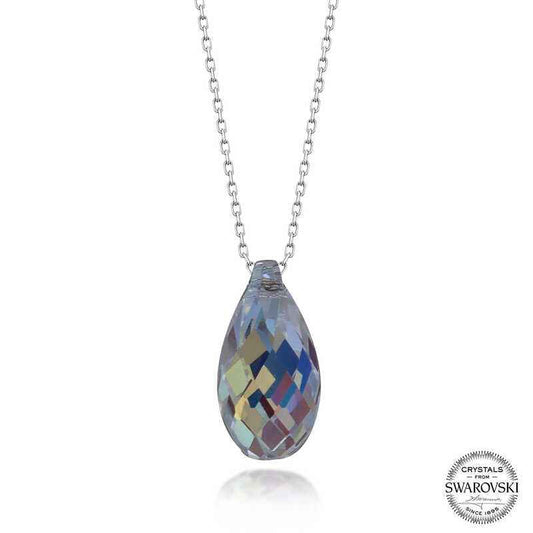Swarovski Crystal Stone Drop Cut Women's Silver Pendant