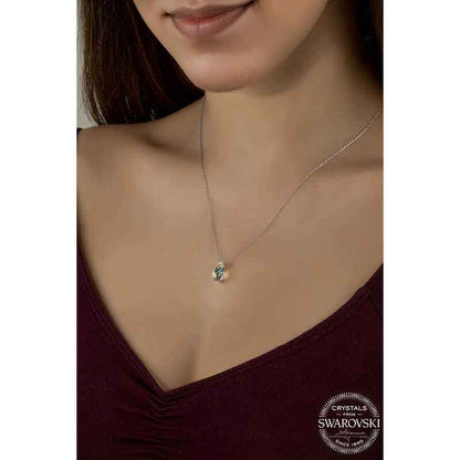Swarovski Crystal Stone Drop Cut Women's Silver Pendant